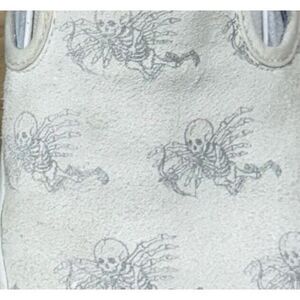Vans Slip Ons Shoes White Gray‎ Love You To Death Womens 8 Skeleton Cherub Suede